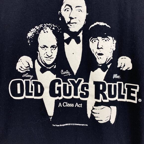 Old Guys Rule Tshirt Mens Large Black Graphic Larry Curly Mo Tee Short Sleeve - Picture 5 of 10